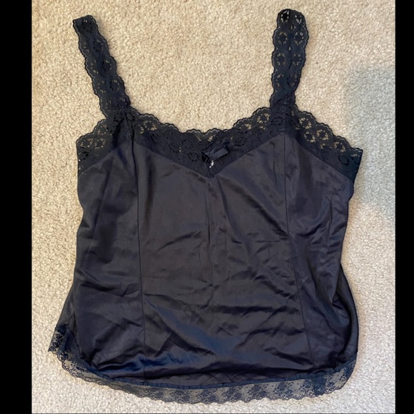 Tops - Black satin silky top